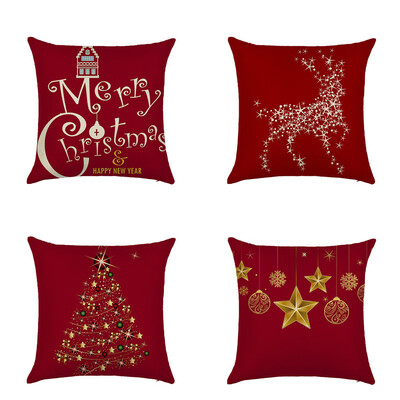 

Tailored 4pc Of Christmas Elk Pillowcase Decorative Sofa Cushion Cover 45x45cm