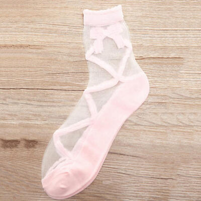 

Summer Breathable Lace Frill Mesh Transparent Bowknot Above Ankle Women Socks