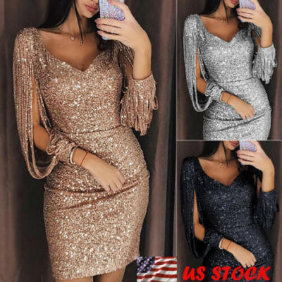 

Sexy-Women-Sequin-Tassels-Bandage-Bodycon-Evening-Party-Cocktail-Club-Mini-Dress