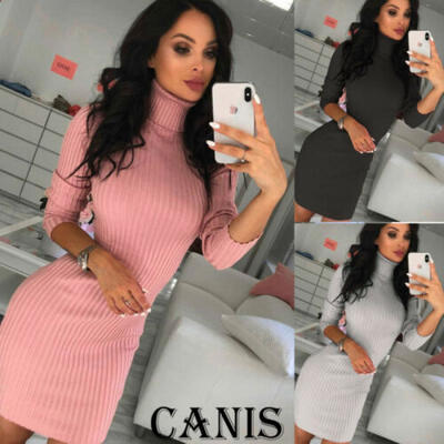 

Abito da donna con collo a manica lunga e maglione invernale a collo alto