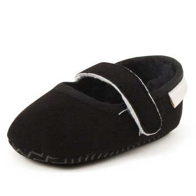 

Winter Warm Baby Girl Solid Cotton Shoes Casual Soft Sole First Walkers Thicken Velvet Anti-slip Walking Shoe