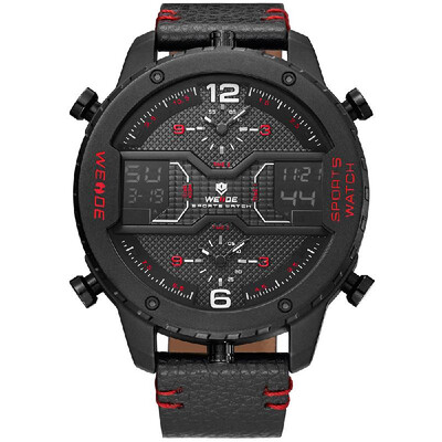 

WEIDE WH6401 Dual Display Two Movement Quartz Digital Men Watch Luminous Sports 3ATM Waterproof 53mm Big Dial Large Face Week Date