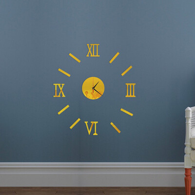 

Gobestart Retro Clock Creative 3D Home DIY Mirror Wall Clock Home Decoration