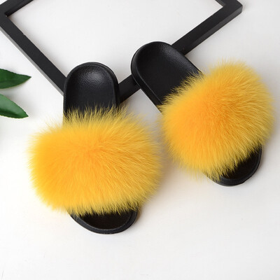 

QIU YAN new fashion wild fox real hair slippers word trawl net red cool dragging tide shoes 16884