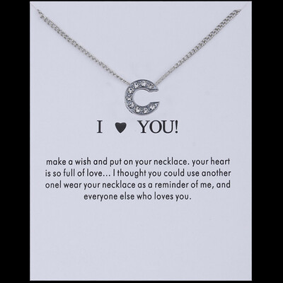 

Sale 26 Letters Pandent I Love You Fashion Simple Silvery Chain Rhinestone Charm Crystal Women Necklace Jewelry Gift
