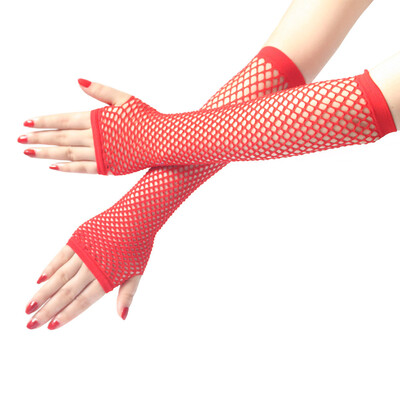 

Womens Fingerless Fishnet Gloves Hollow Out Holes 80s Dance Costume Party Decorations- Assorted Colors