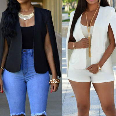 

Women Ladies Lapel Cape Business Work Poncho Blazer Tops Jacket Coat Outwear