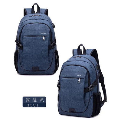 

Durable Solid Color Canvas Backpack with USB Port for Men