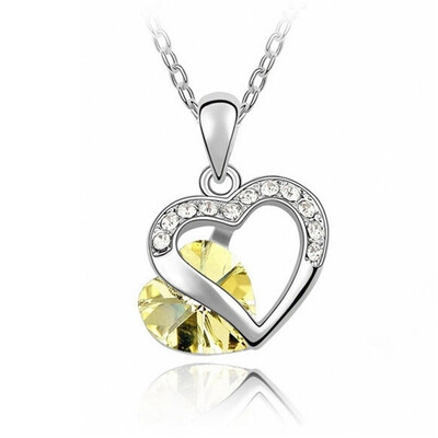 

HHYDE 9 Colors Fashion Crystal Pendant Necklaces CZ Heart Chains Necklaces Women Jewelry Coeur Necklaces