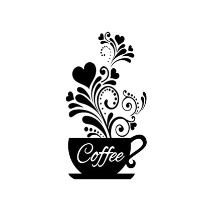 Flower Rattan Coffee Cup Wall Sticker Decal Removable PVC Wall Sticker Home Sale