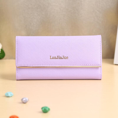 

New Fashion Women Long Wallet PU Leather Solid Color Button Coin Purse Card Holder