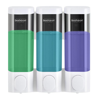 

Bosharon 900mL Manual Soap Dispenser Wall Mounted Dish Liquid Lotion Shampoo Chamber Dispenser Hand Gel Dispenser for Bathroom Kit