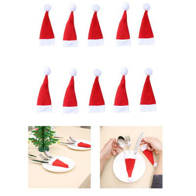 

Gobestart Christmas Decorative Tableware Fork Set Christmas Hat Storage Tool