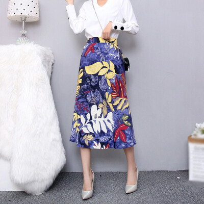 

Womens Casual Printed Skirts High Waist Ladies Fashion A-line Mid-length Skirt