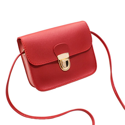 

Fashion Women Solid Color Flap Faux Leather Crossbody Shoulder Small Square Bag
