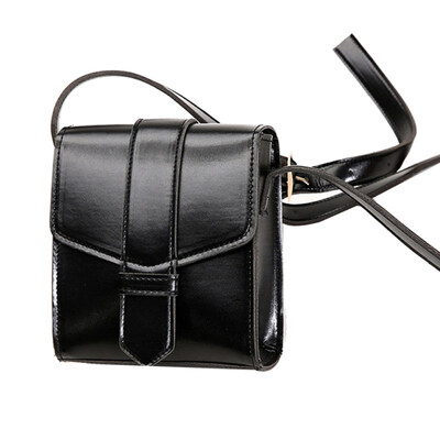 

Women Solid Color Wide Strap Faux Leather Small Square Crossbody Shoulder Bag