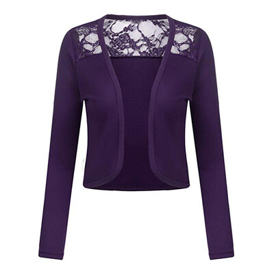 

Toponeto Womens Long Sleeve Lace Cropped Open Front Cardigan Blazer Coat