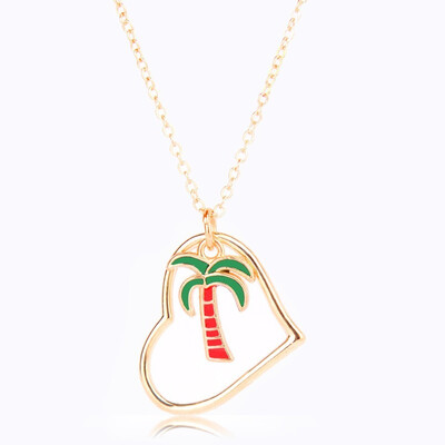 

Cute Romantic Pendant Necklace Serious Hallow Heart Rose Design Trendy Jewelry Gold Color Necklace Female Rose Flower Necklace