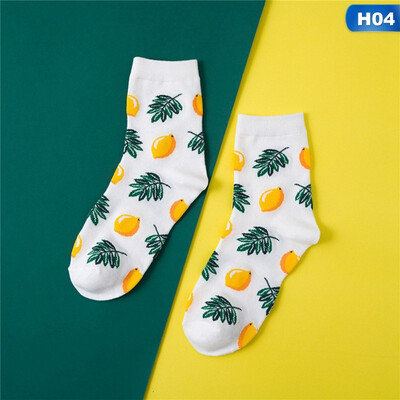 

Women Cotton Socks Fruit Avocado Pineapple Printed Novelty Sport Funny Socks