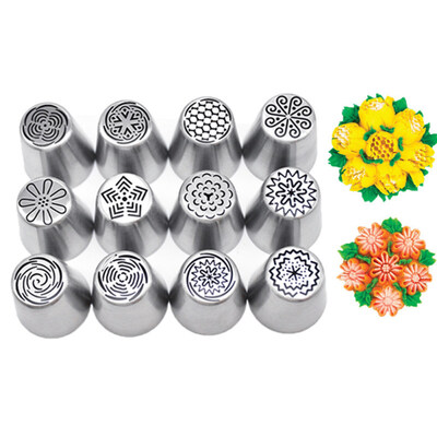

12Pcs Russian Tulip Flower Cream Nozzles Icing Piping Tips Set Cake DIY Decor