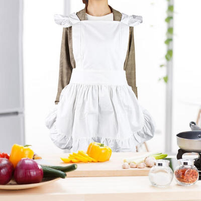 

Greensen Princess Ruffles Hem Cotton Apron Adjust Waist Women Girl White Apron