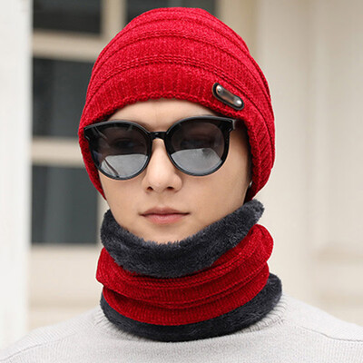 

Outdoor Winter Hat And Scarf Set For Men Scarves Knitted Ski Warm Cap Beanie