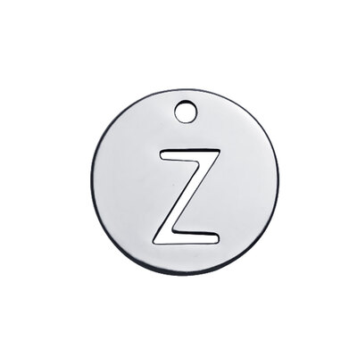 

304 Stainless Steel Charms Flat Round with Letter Stainless Steel Color LetterZ 12x1mm Hole 15mm