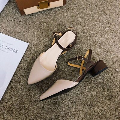

Sandals fairy wind students spring&summer Baotou buckle belt Joker thick with female shoes