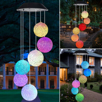 

Siaonvr Solar Powered Wind Chime Light LED Garden Hanging Spinner Lamp Color Changing