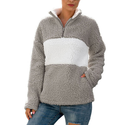 

Womens Sherpa Loose Hoodies Zip Winter Slouchy Warm Fleece Sweatshirts Outwears