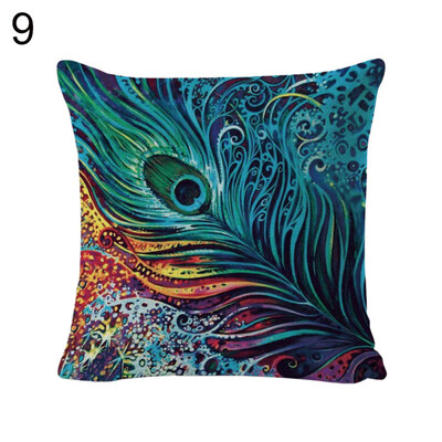 

Vintage Flower Peacock Feather Linen Pillow Case Cushion Cover Sofa Home Decor