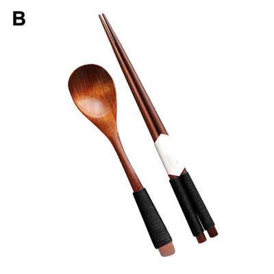 

Japanese Vintage Travel Portable Wooden Chopsticks Spoon Tableware Set Xmas Gift