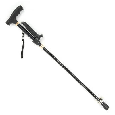 

Greensen Aluminum Alloy Folding Elderly Walking Stick Cane Crutch with Light for Climbing