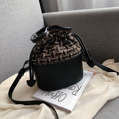 

Internet celebrity ins mini bag leisure weaving bucket bag new 2019 simple splice single shoulder slanted womens bag