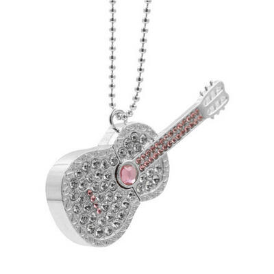 

USB Flash Drives Diamond Crystal Necklace Guitar Memory Stick Flash Disk Card