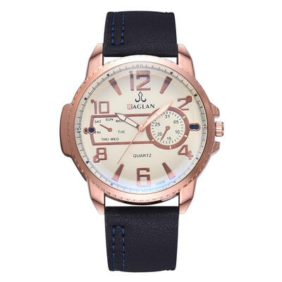 

Fashion PU Leather Strap Analog Quartz Watch Men Casual Big Dial Wristwatch