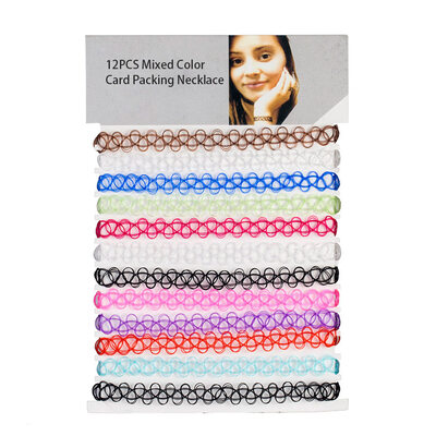 

Mix 12 pcspack Black Tattoo Chokers Necklace Vintage Stretch Henna Gothic Punk Fishing Line Elastic Necklace Women Jewelry