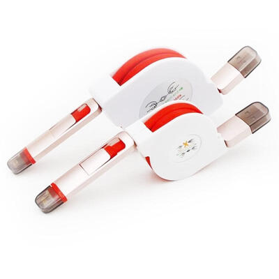 

2-in-1 2m Portable USB To Micro USB Lightning Scalable Charging Data Cable For IPhone Android Phones-2m
