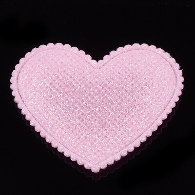

Glitter PU Patches with Non Woven Fabric Back&Sponge Inside Heart PearlPink 44x53x45mm