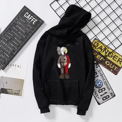 

Ins Tee Hooded Couple Sweatshirt O-Neck Print Full Sleeve Standard Thickness Polyester Loose Couple Top