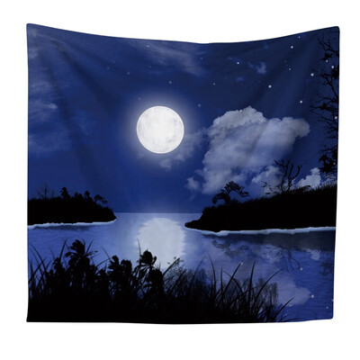 

Full moon Night sky Nordic tapestry wall mount beach towel Living room bedroom dorm decoration