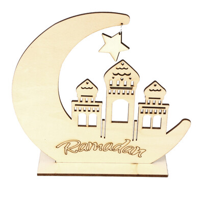 

Gobestart Eid Mubarak Ramadan Wooden Plaque Ornament Muslim Islam Hanging Pendant Decor