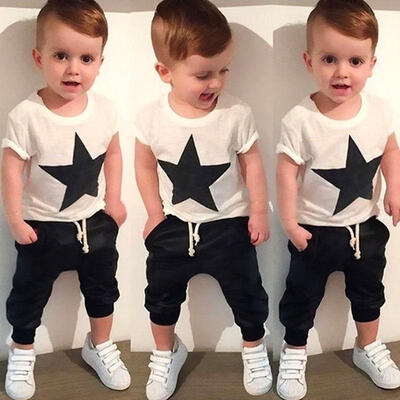 

Cool Toddler Kids Baby Boys Set Cotton T-shirt Tops Harem Pants Outfits Clothes