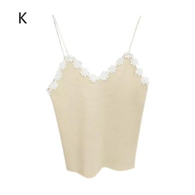 

Fashion Design Cotton Sexy Hook Flower Knitted Slim Womens Camisole