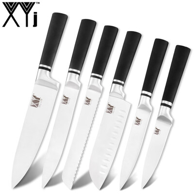 

XYj Stainless Steel Kitchen Knife Set Sharp Blade Black Handle Popular Kitchen Knives Meat Fish Sushi Kitchen Accessories Tools