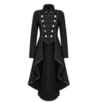 

Womens Lapel Collar Solid Long Sleeve Coat Dress Irregular Long Cosplay Costume