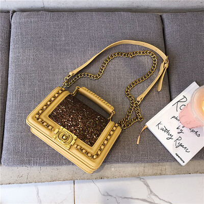 

Summer portable sequins small bag female 2019 new wave Korean version of the wild single shoulder slung fashion chain small square bag