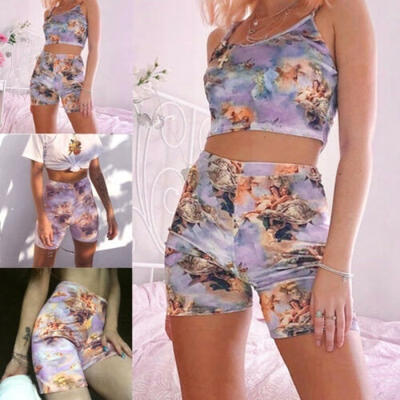 

Fashion Women Casual Yoga Sport Pants High Waist Fitness Leggings Shorts Angel Print