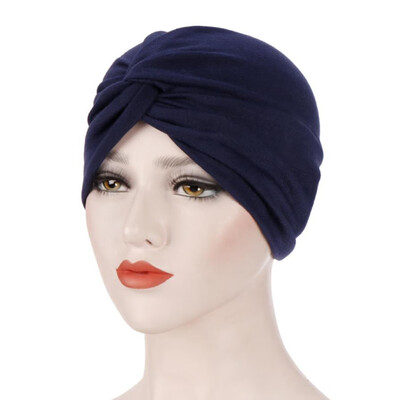

Muslim Women Pleated Turban Hijab Cap Cancer Chemo Hat Cotton Head Scarf For Hair Loss Accessories