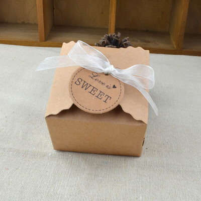 

FUNNYBUNNY 6pcs Vintage Retro Mini Kraft Paper Box Wedding Gift Favor Boxes Party Candy Box Packaging with Ribbon&Tag